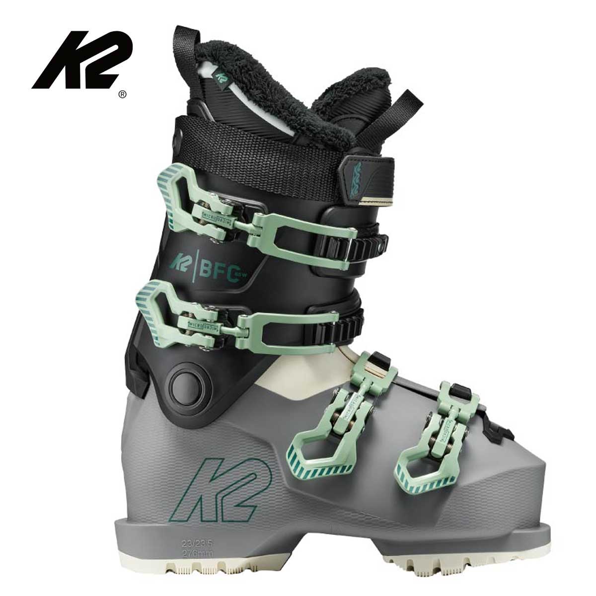 K2 ケーツー スキーブーツ■BFC 85 W　ビーエフシー 85 Wフレックス（硬さ）：85ラスト（幅）：103mmSIZE・22.5cm、23.5cm、24.5cm、25.5cm、26.5cm、27.5cmWEIGHT (G)：1,845g @24.5SHELL MATERIAL：TPUCUFF MATERIAL：PPLINER：CushFit ComfortSTRAP：Velcro - Non-Tapered - One Piece - 30mmOUTSOLE：GripWalkFEATURESHands Free Entry - Fully Heat Moldableメーカー品番KS261943ブーツにおいて使いやすさを最優先する女性のために。ロープロファイルで完全にカスタマイズ可能なフィットにより、究極の快適性とパフォーマンスを高める機能を両立しています。※メーカー企画書の情報で商品登録を行っております。予告なしに商品名と仕様変更される場合がございます。