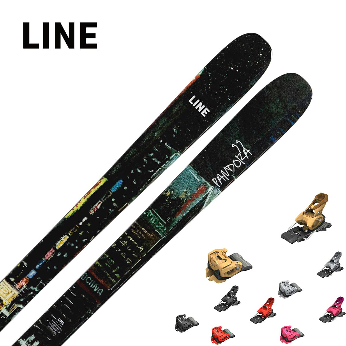 LINE ライン スキー板■PANDORA 99パンドラ 99■149cm R：( - m)サイドカット：(130/99/120 mm)■156cm R：( - m)サイドカット：(130/99/120 mm)■163cm R：( - m)サイドカット：(130/99/120 mm)■170cm R：( - m)サイドカット：(130/99/120 mm)■177cm R：(18.0 m)サイドカット：(130/99/120 mm)■184cm R：( - m)サイドカット：(130/99/120 mm)CONSTRUCTIONAspen VeneerWEIGHT1940g @ 177SUPER POWERSBio-ResinThick Cut SidewallPandora 99 は、雪質やコンディションを問わず一本で山全体を楽しみたいスキーヤーのための万能モデルです。軽量で扱いやすい一方、十分な安定感と耐久性も備えており、圧雪バーン、新雪、春の悪雪まで幅広く対応します。「今日はどんな雪だろう？」と悩む必要はありません。Pandora 99 を持っていけば、ほぼあらゆる状況を楽しむことができます。※メーカー企画書の情報で商品登録を行っております。予告なしに商品名と仕様変更される場合がございます。