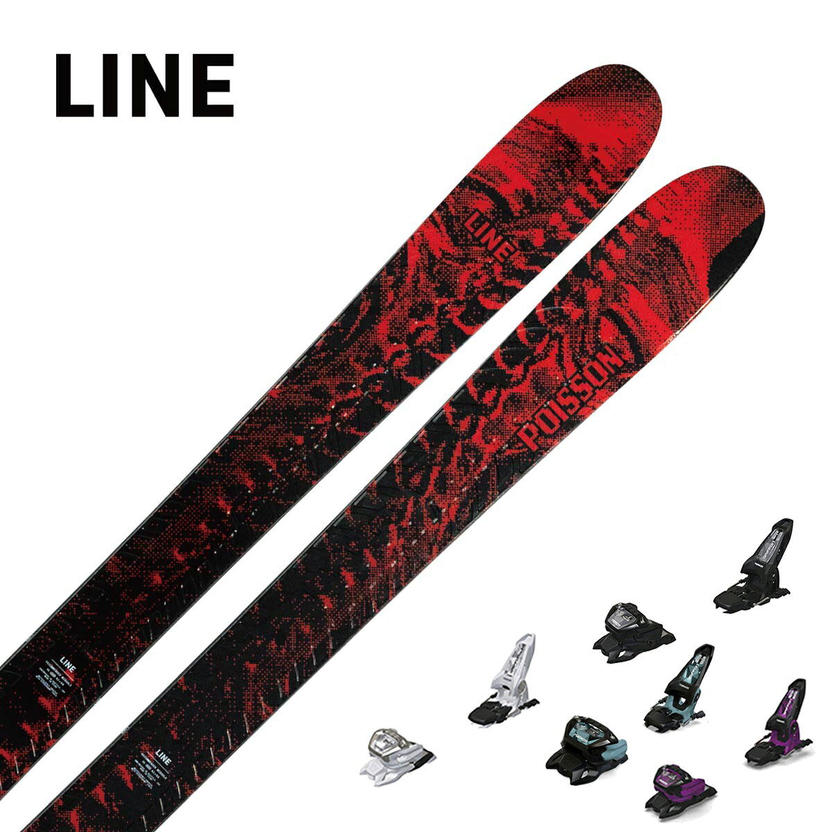 LINE ライン スキー板■POISSONポワソン■165cm R：(-m)サイドカット：(144/110/133 mm)■172cm R：(-m)サイドカット：(144/110/133 mm)■179cm R：(18.5 m)サイドカット：(144/110/133 mm)■186cm R：(20.0 m)サイドカット：(144/110/133 mm)PROFILE9-2-6CONSTRUCTIONAspen VeneerWEIGHT2150gSUPER POWERSStepped TailPoisson は、カービング性能とパウダー性能のどちらかを妥協するのではなく、その両方を本気で追求したモデルです。圧雪バーンでは Blade のように切れ味鋭くターンし、パウダーでは Sakana のようにサーフィーで自由な滑りを楽しめます。深雪、急斜面、整地バーン──どこでも楽しく、どこでも個性的に滑れる。そんな遊び心に満ちたスキーです。※メーカー企画書の情報で商品登録を行っております。予告なしに商品名と仕様変更される場合がございます。