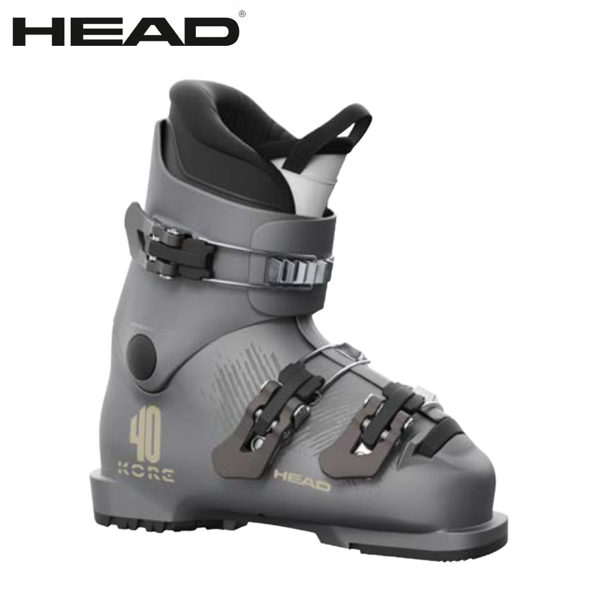 ヘッド HEAD スキーブーツ■KORE 40 / コア40LEVEL：Advanced FLEX：40SHELL/CUFF：SL LAST：JR RacingCOLOR・GraySIZE・19.5cm、20.5cm、21.5cm、22.0/22.5cm、23.0/23.5cmPRODUCT FEATURES・アダルト規格 (size 220 up)LINER・ジュニアチーム ・セルフシェイピング・フットベッド CLOSURE SYSTEM・3ロープロファイル・プラスチックバックルERGO BALANCE・レースバランス・前傾角: 13°・ランプ角 4°※メーカー企画書の情報で商品登録を行っております。予告なしに商品名と仕様変更される場合がございます。