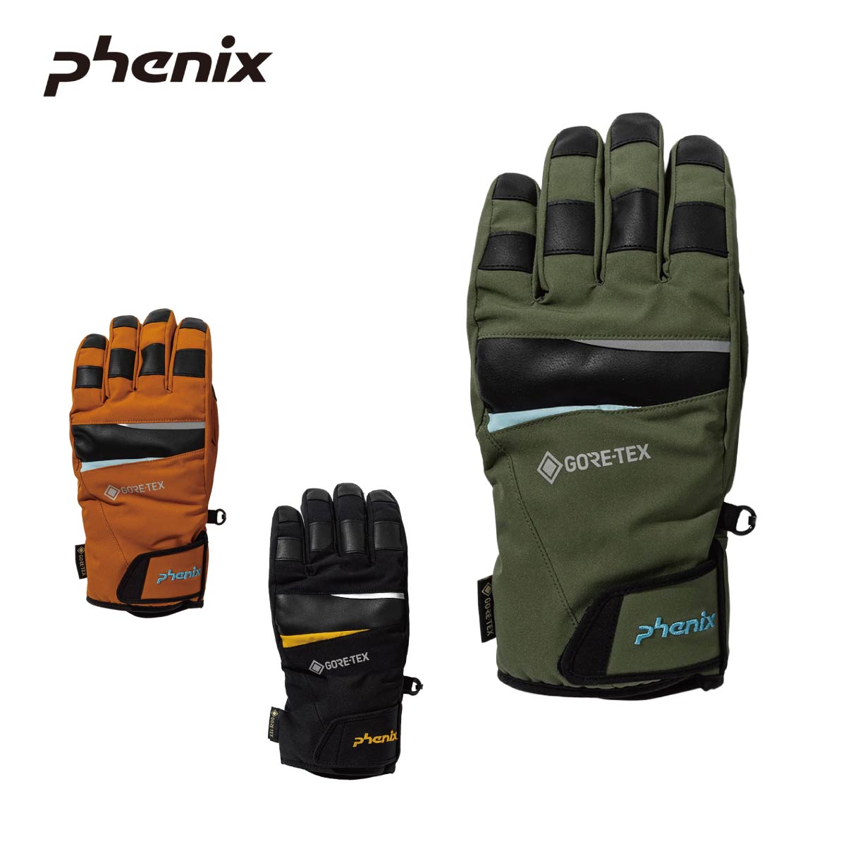 メーカー希望小売価格はメーカーカタログに基づいて掲載しています PHENIX フェニックス スキーグローブ ■ESM25GL10Phenix GORE Glovesフェニックスゴアグローブカラー■PH2900/KHAKI■PH3400/CAMEL■PH9900/BLACKサイズS, M, L, XLFabric・4wayストレッチタフタ2L・甲側:ポリエステル100%・平側:合成皮革・Made in:中国○GORE-TEXのインサートにゴアテックスを使用した5本指タイプ。※メーカー企画書の情報で商品登録を行っております。予告なしに商品名と仕様変更される場合がございます。