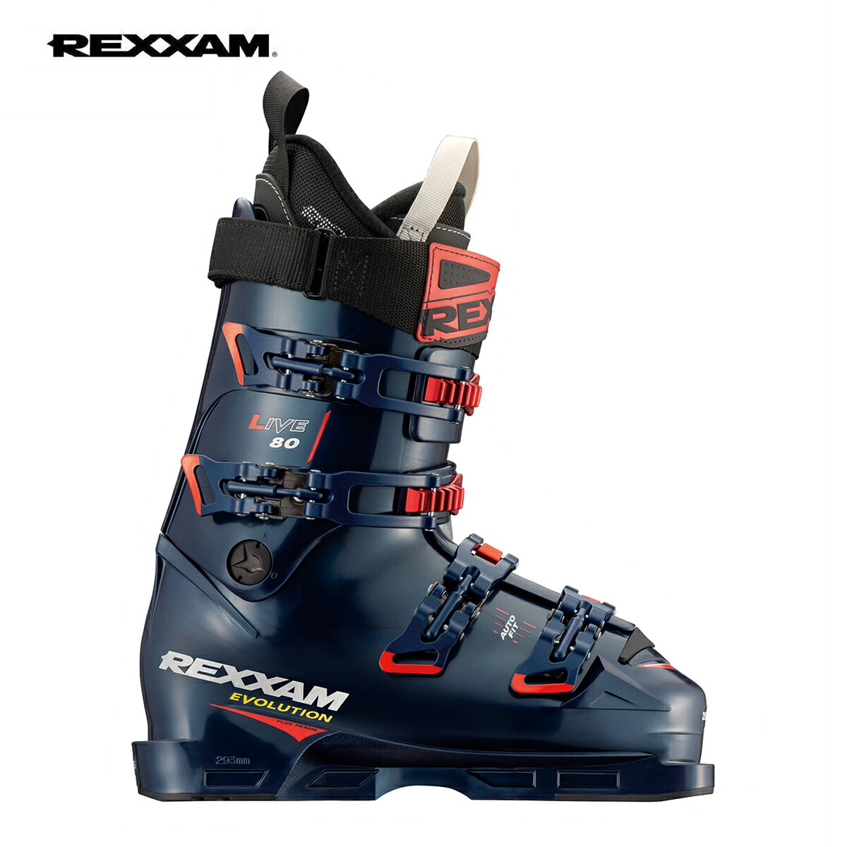 メーカー希望小売価格はメーカーカタログに基づいて掲載しています REXXAM レクザム スキーブーツ■LIVE-80 ライブ 80フレックス（硬さ）：80ラスト（幅）：96-103mmCOLOR・IRON NAVYSIZE・220-265SHELL・POBUCKLE・RX-19BINNER・BX-SS23原産国：日本前傾角度：13.0度重量：1,570g(245片足)R-EVO PLUSをベースとするジュニアレーシングモデル。メタルバックルを装備した本格スペック。 ※メーカー企画書の情報で商品登録を行っております。予告なしに商品名と仕様変更される場合がございます。