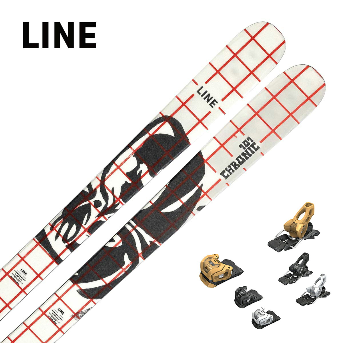 LINE ライン スキー板■CHRONIC 101クロニック 101■165cm R：( - m)サイドカット：(130/101/124 mm)■172cm R：( - m)サイドカット：(130/101/124 mm)■179cm R：(16.6 m)サイドカット：(130/101/124 mm)■186cm R：( - m)サイドカット：(130/101/124 mm)PROFILE11-2-10 @ 179CONSTRUCTIONAspen VeneerWEIGHT2030g @ 179SUPER POWERSBio-ResinThick Cut SidewallThin TipChronic 101 は、ゲレンデ全体を遊び尽くしたいフリースタイル志向のスキーヤー向けモデルです。午前中は圧雪バーンや地形を自由に滑り、午後はパークでジャンプやジブを楽しむ――そんな一日中アクティブな滑りに対応します。強化された構造による高い耐久性と、101mm幅による優れた汎用性を兼ね備えた、まさに「どこでも遊べる一本」です。※メーカー企画書の情報で商品登録を行っております。予告なしに商品名と仕様変更される場合がございます。