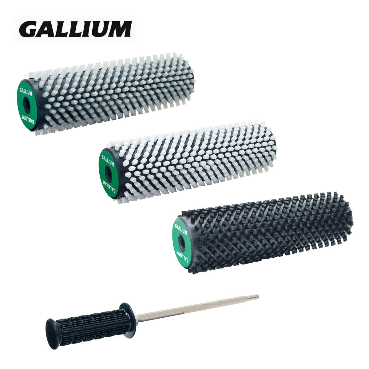 GALLIUM ガリウム チューンナップ用品■000187　ロトブラシセットA（ハンドル、BH&NH ミックス、NH、NS）【セット内容】■SP3119　ロトブラシ ハンドル※ロトブラシ使用には、必ずロトブラシ・ハンドルを使用してください。また、作業中は必ずメガネをかけてください。■SP3121　ロトブラシ ボア＆ナイロンミックス（BH&NH ミックス）ボアとナイロンをミックス。GREEN、BLUEなどの硬いワックスもガンガン取れます。・ブラシの長さ/約20cm・ブラシ台座の径/直径5cm・毛の長さ/約6mm・毛の色/ブラック・MADE IN TAIWAN■SP3110　ロトブラシ ナイロンハード（NH）PINK、VIOLET、滑走ワックス等の柔らかいワックスのブラッシングに適します。・ブラシの長さ/約20cm・ブラシ台座の径/直径5cm・毛の長さ/約6mm・毛の色/クリア・MADE IN TAIWAN■SP3110　ロトブラシ ナイロンハード（NH）ボア＆ナイロンミックス/ナイロンハードの後に使用する最終仕上げ用。スタートWAXの仕上げにも最適。・ブラシの長さ/約20cm・ブラシ台座の径/直径5cm・毛の長さ/約6mm・毛の色/ホワイト・MADE IN TAIWAN ※メーカー企画書の情報で商品登録を行っております。予告なしに商品名と仕様変更される場合がございます。
