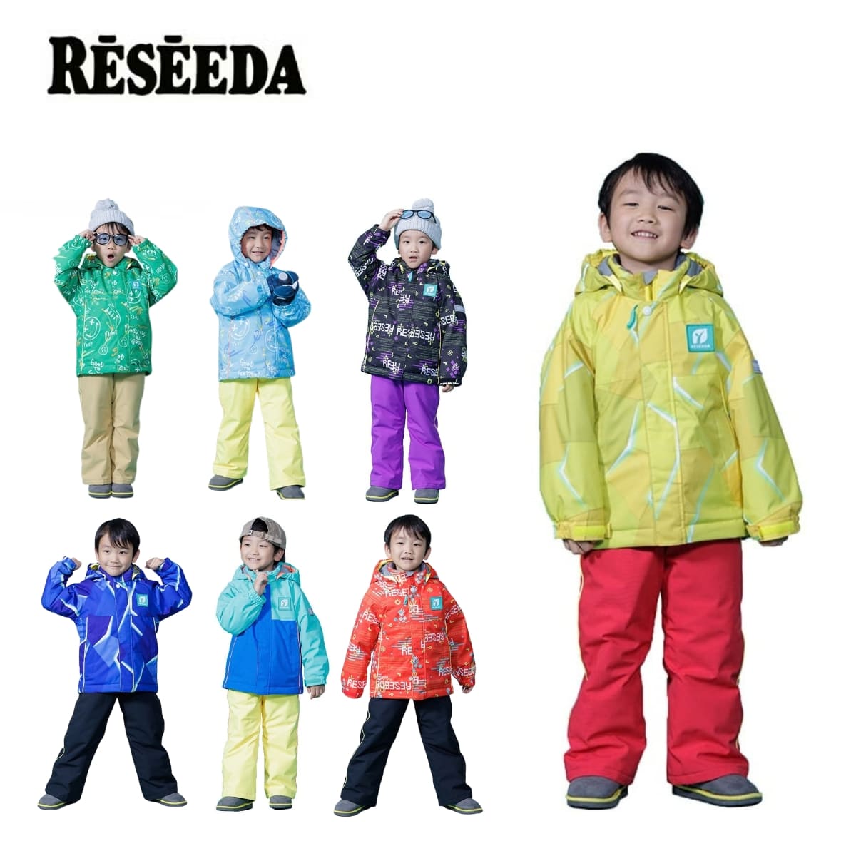 レセーダ RESEEDA スキーウェア■ RES59001 TODDLER SUIT耐水圧：10,000mm透湿性：5,000g/m2/24hPADDINGJACKET：100g/m2PANTS：80g/m2素材・STRETCH TAFFETACOLOR・イエロー×レッド264F054・グリーン×ベージュ435R187・スカイ×フラッシュイエロー661R280・ブラック×パープル009E897・ブルー×ブラック684F009・ミント×フラッシュイエロー514280・レッド×ブラック066E009SIZE90 / 100 / 110 / 120※サスペンダー縫込み仕様※メーカー企画書の情報で商品登録を行っております。予告なしに商品名と仕様変更される場合がございます。