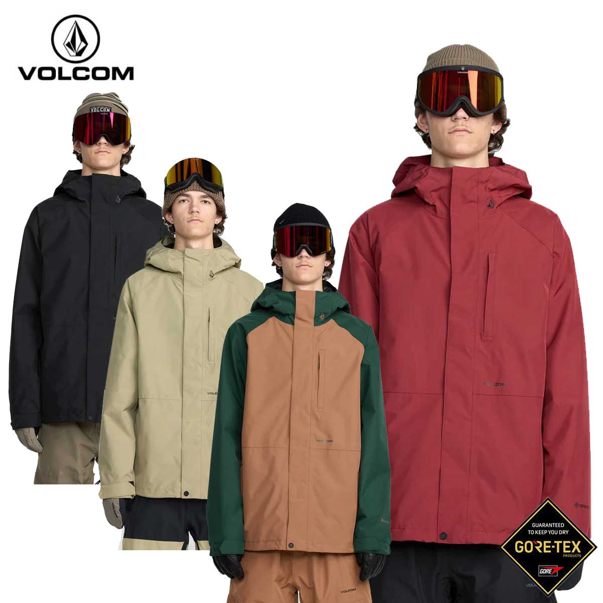 メーカー希望小売価格はメーカーカタログに基づいて掲載しています VOLCOM ヴォルコム スキーウェア ジャケット■G0652605DUA GORE-TEX JACKETデュアゴアテックスジャケット■素材：表地 リサイクルポリエステル100%裏地 本体裏地 リサイクルポリエステル50% ポリエステル50%フード裏地 リサイクルポリエステル100%COLOR・BLK・BTR・MSG・TBRSIZES/M/L/XL/2XL■FUNCTION・GORE-TEX Recycled 2-Layer Poly + PFAS Free・GORE-TEX Guaranteed To Keep You Dry・V-Science Breathable Lining System・Fully Taped Seams / Baggy Fit・Zip Tech Jacket to Pant Interface・Hidden Toggle Cinch Hood & Peripheral Hood Adjustment・Goggle Clips・Super Suede Chin Guard・Mesh Lined Zippered Vents・Stretch Adjustable Powder Skirt・V-Science 2 Way Cuff System・Brushed Tricot Lined Handwarmer Pockets・Pocket Access Hem Cinch・Goggle Pocket / Noise Pocket / Specialty Ticket Ring・Whistle Zipper PullGORE-TEX Guaranteed To Keep You Dryテクノロジーを搭載した、悪天候から身体を確実に守る高性能ジャケット。リサイクルポリエステル素材とPFASフリー加工により、環境にも配慮しながら優れた防水透湿性を実現する。ゆったりとしたバギーフィットは、ライディング中の自由な動きを妨げず、快適な着心地を提供。V-Science Breathable Lining Systemが内部の湿気を効果的に排出し、常にドライな状態を保つ。多機能なポケットや調整システムなど、雪山でのアクティビティを快適にサポートする機能が充実した一着。※メーカー企画書の情報で商品登録を行っております。予告なしに商品名と仕様変更される場合がございます。