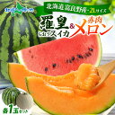 北海道富良野産羅皇スイカ&メロンセット 2Lサイズ各1玉 北海道産 スイカ 赤肉メロン 北海道 フルーツ ギフト 贈答 北海道 メロン ギフト 御中元 お中元 ...