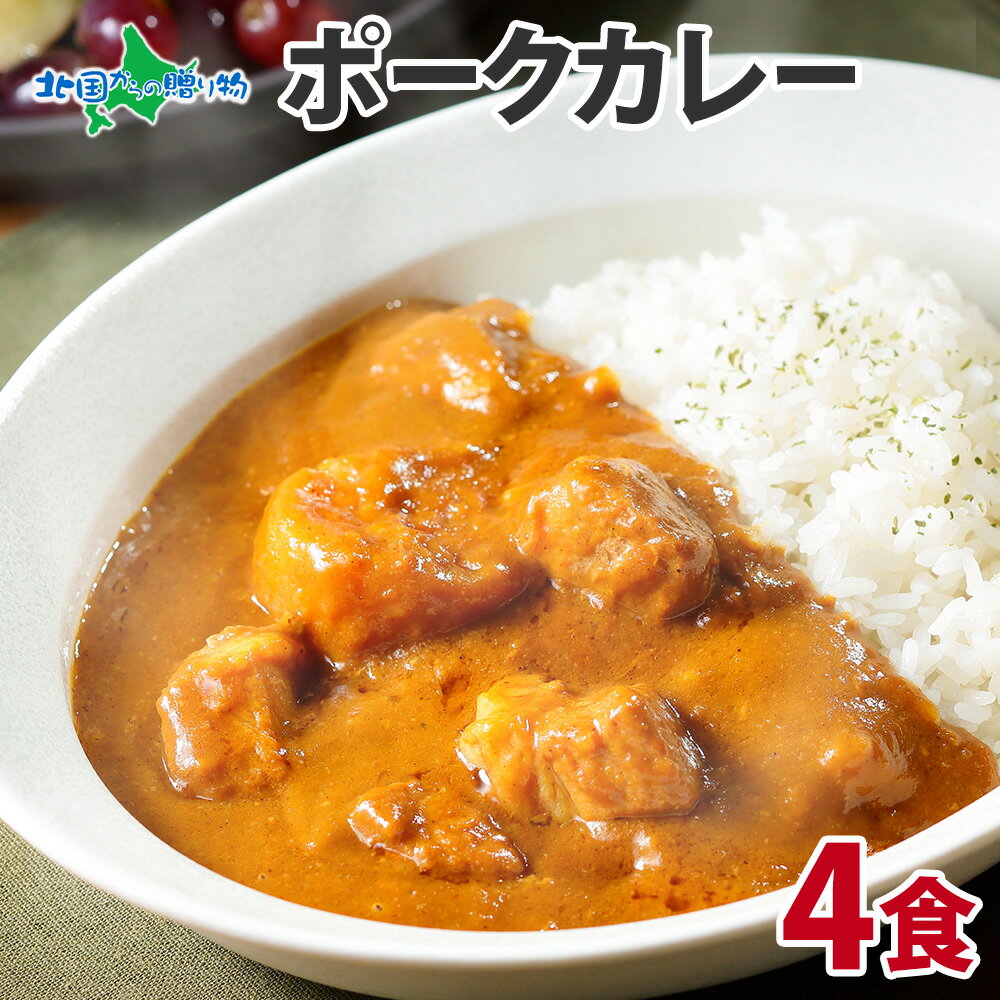 北国オリジナル 弟子屈 ポークカレー 4食 業務用 レトルト カレー セット 豚肉 北海道 カレー 中辛 カレー レトルト 食品 豚 北海道グルメ 詰合せ お取り寄せ ご当地 カレー curry 送料無料