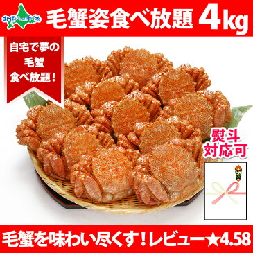 毛蟹姿食べ放題4kgセット 訳あり業務用 かに セット カニ 蟹 けがに 毛蟹 毛ガニ 訳あり 訳アリ わけあり 蟹姿 すがた 北海道 お取り寄せ 海鮮 グルメギフト 北国からの贈り物 加藤水産 送料無料