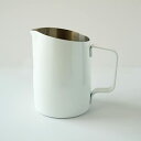 FUN COFFEE ミルクピッチャー ラテアート ミルク 泡立てピッチャー ジャグ ステンレス コーヒー エスプレッソ 15オンス 450ml ホワイト (co-0008-1)