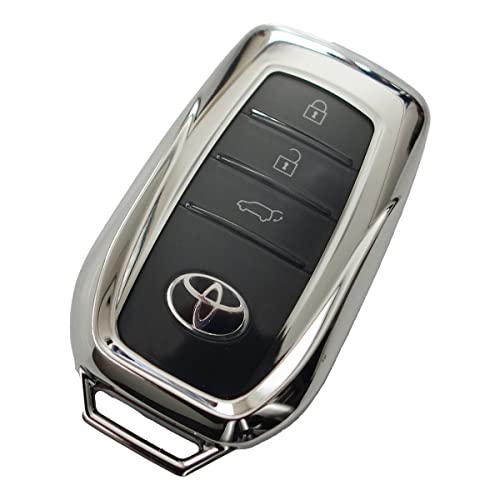 [MKMC] スマート キーケース TPU 素材 トヨタ 車 新型 プリウス アルファード ヴェルファイア クラウン ハリアー 対応 カスタム パーツ (シルバー)