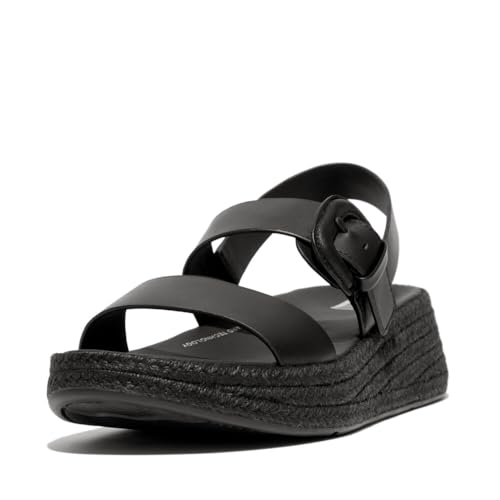 [フィットフロップ] サンダル F-MODE ESPADRILLE BUCKLE LEATHER FLATFORM SANDALS レディース Black 2..