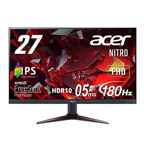 日本エイサー Acer Nitro ゲーミングモニター 27インチ IPS フルHD 180Hz 0.5ms PC/PS5/Xbox X/S向き ヘッドホン端子 スピーカー HDMI2.0 AMD FreeSync Premium HDR10 VG270M3bmiipx
