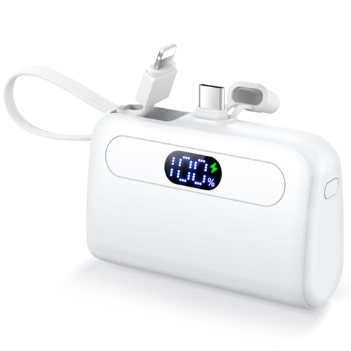 モバイルバッテリー 小型 【2024新モデル・12000mAh大容量】 携帯充電器 軽量 バッテリー ケーブル内蔵 Type-C急速充電 スマホ充電器 コネクタ...