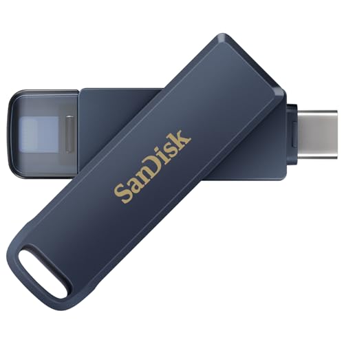 SanDisk iPhone用64GB 電話ドライブ - iPhone 15以降 (USB-Cコネクタ) および iPhone 14 以上 (Lightningコネクタ) に対応 (ライトニングコネクタ)、Metallic Sky - SDIXD0N-064G-GN6NN