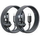 LISEN USB C & USB C ケーブル 急速充電 2m USB PD 100W 2個コードホルダー,充電コード タイプc ケーブル L字 480Mbpsデータ転送 Type-c ナイロン編み ゆーえすびータイプc iPhone16 15/Switch 2/Samsung GalaxyS25 24 Mac