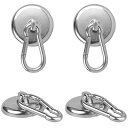 MAGHUNT 【4個セット】 マグネットフック 超強力 磁石付き 直径42MM 垂直耐荷重63KG 金属製 防腐食 防水 オフィス/業務/浴室/室外/玄関/倉庫/壁掛け