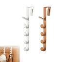 Roczential【玄関収納】ドアハンガー 工具不要で3秒取付 5フック多用途掛け(帽子/傘/タオル対応)耐荷重15kg 扉に掛ける省スペース収納 2個セット(ホワイト&ブラウン)