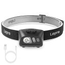 Lepro ヘッドライト 充電式 LED ヘッドランプ 防水 センサー付き 明るい ledヘッドライト 手振り【白光&赤光/5つ点灯モード/実用点灯20時間/60°角度調整可/USBケーブル付き】 夜釣り 登山 キャ