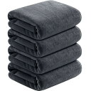 Cozyone バスタオル マイクロファイバー ふわふわ ホテル仕様 大判 60*120cm 4枚セット タオル 吸水速乾 肌触り(ダークグレー)
