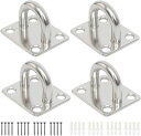 Jingelmall 4個入り 40*35mm M6 パッドアイ 天井 フック 壁 フック 長方形パッドアイ オーニング フック ヨット ボート 船舶 固定 建築 木製ドア 戸棚 灯 用 ネジ付きフック 304 金具 アイプレート 耐