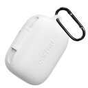 【EarFun正規品】For EarFun Air Pro 4ケース保護カバー 保護ケース シリコンケース/装着充電可能/全面保護 落下防止/キズ防止/耐衝撃/防塵/軽量/収納/カラビナ付き (ホワイト)