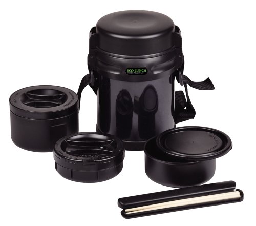 パール金属 保温 弁当箱 茶碗 約 2 杯分 ダブルステンレス ランチジャー 1600 ブラック エコランチ HB-..