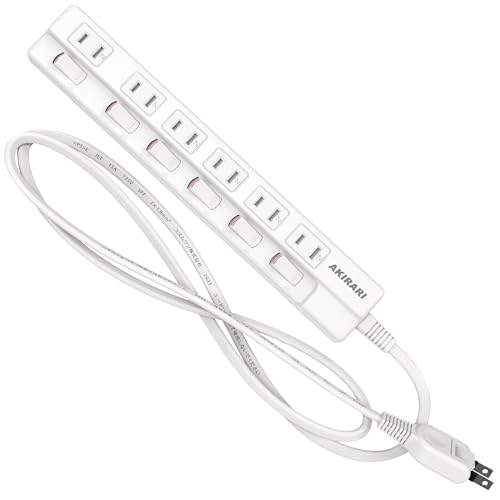 延長コード 2m 6個口 電源タップ 個別スイッチ 雷ガード 2m ホワイト テーブルタップ 延長タップ おし..