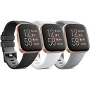 YGTBSR for Fitbit Versa 2 / Lite/SE バンド 交換ベルト 柔らかい シリコンスポーツ交換用バンド 調節可能 男女兼用 (黒+白+グレー, S)