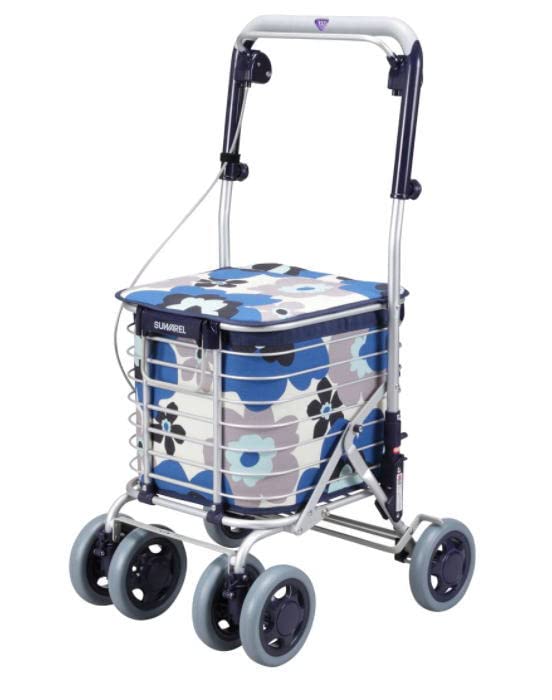 ユーバ産業(UBER) ワイヤーカート スワレル バッグ付き AS-0275 花柄ネイビーのサムネイル