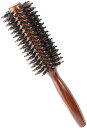 MONOW ロールブラシ 猪毛 ヘアブラシ ブローブラシ くし ブラシ 櫛 コーム 木製 ヘアケア ヘアーブラシ Lサイズ(4.9cm) Brown