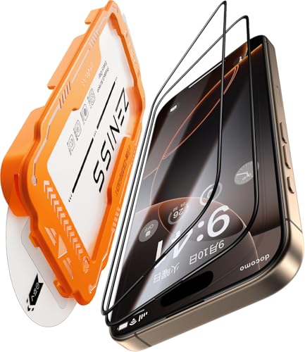 Zeniss iPhone 16 Pro ガラスフィルムに適合する 【米軍規格航空材料&革新的なガイド枠】2枚セット 16 Pro 保護フィルム 耐衝撃·硬度10H 全面保護 気泡レス 自動吸着 貼りやすい アイフォン16 プロ