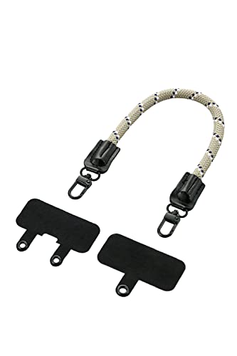 エレコム スマホ ハンドストラップ 丸紐 8mm ストラップシート付属 (1口タイプ×1枚、2口タイプ×1枚) 落下防止 太め ベージュ P-STHR08BE