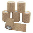MINGYUE伸縮包帯 弾性包帯 テーピングテープ 自己粘着性 7.5cm×6rolls 手で切れる(肌色)
