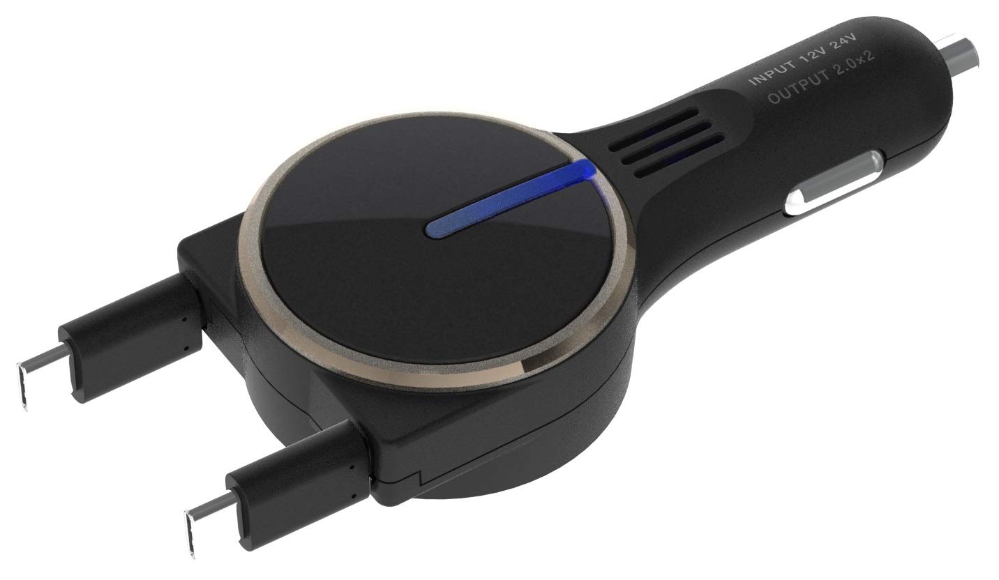 ペルシード(Pellucid) 車内用品 スマホ充電器 ツインリール充電器 Type-C×2 SPJ1901