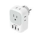 TESSAN 変換プラグ 韓国 SEタイプ コンセント変換器 4個AC差込口 1USB-Cポート 2USB-Aポート付き ドイツ、フランス、オランダ、ハンガリー...