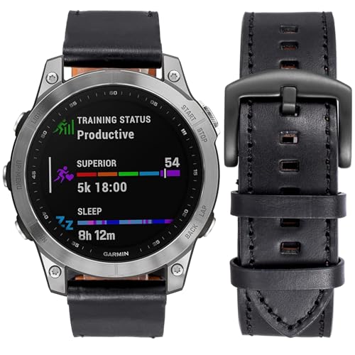 [SEUER＼時仕] コンパチブル ガーミン ウォッチ レザー スポーツバンド for Fēnix/Forerunner/Vivoactive/Approach/MARQ/Quatix/D2/Instinct/Enduroシリーズ用 QuickFit 20mm 牛革 時計バンド ビジネススタイル