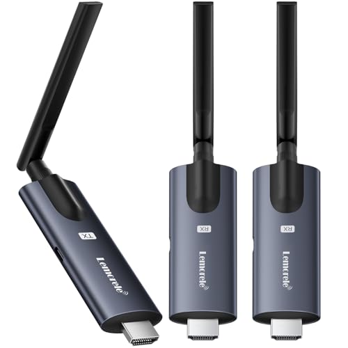ワイヤレス HDMI 送受信機セット 無線 1×送信機+2×受信機 200M 小型 Lemorele 受信機4台増設可能 拡張モード対応 HDMI 無線化 WIFI/設定不要 1080PフルHD/5G超低遅延 映像音声同期出力 ストリーミング