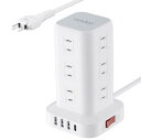 YUNDOO 電源タップ タワー 蛸足コンセント mini型 2m 延長コード 12個ACコンセント 180°スイングプラグ シャッター付き ほこり防止 テーブルタップ 配線しやすい 過負荷保護 PSE認証取得(2Pプラグ