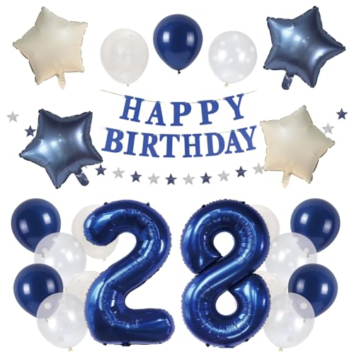 【風船屋】28 二十八歳 誕生日 飾り付け デコレーション 男性 女性 大人 男子 メンズ ネイビー サプライズ プレゼント パーティー スター 映え