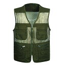 morytrade メッシュベスト メンズ フィッシング カメラマン アウトドア 薄手 軽量 夏用 (3XL, グリーン)