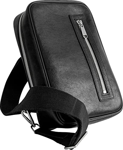 [Dom Teporna] ボディバッグ メンズ 本革 イタリアンレザー ショルダーバッグ 2way ワンショルダー 斜め掛け ブラック(2)