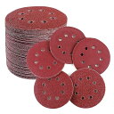 40枚セット サンダーペーパー 125mm 8穴 ((#320#400#600#800#1000#1200#1500#2000 各5枚)サンディングディスク マジック式 集塵穴付ディスクペーパー 木工用 研磨 金属表面の錆取り 円形のサンドペーパー