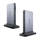 LENTION 縦置き USB C ドッキングステーション 10in1 CB-D62 4K 60HZ*2 HDMI 5Gbps 高速データ転送 USB-C Micro SD/SD カードリーダー 100W PD対応 タイプc ハブ Type C 2ポート (スペースグレイ)