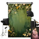 Kate 1.5x2.2m 背景布 グリーン 抽象 花 写真 背景 スタジオ 撮影用 道具 カスタマイズ可能な背景