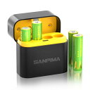 sanpima 単3形充電式リチウム電池4本 1.5V 大容量 3600mWh/2400mAh、約1600回循環使用可能 自然放電抑制 環境保護 電池収納【LED充電インジケータ付き】充電器の組み合わせ