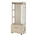 佐藤産業 LAFIKA ハンガーラック 幅80cm 奥行40cm 高さ181cm 姿見 オークホワイト オークナチュラル LF180-80H IV