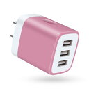 Viviber usbアダプター 可愛い小型3口充電器 USB3ポート5V/3.1A usbタップ PSE認証済 acアダプター 電源タップ コンセント iphone16充電器 USB電源【iPhone (iPhone16シリーズ対応)/Android/タブレット対応】ロ