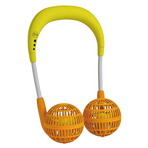 首掛け扇風機 WFan ダブルファン ハンズフリー キッズ イエロー SPICE OF LIFE(スパイス) 安全性テスト済 3.5時間連続使用 マスクファン 熱中症対策 静音 首かけ 乾電池式 単4 DF204KYE