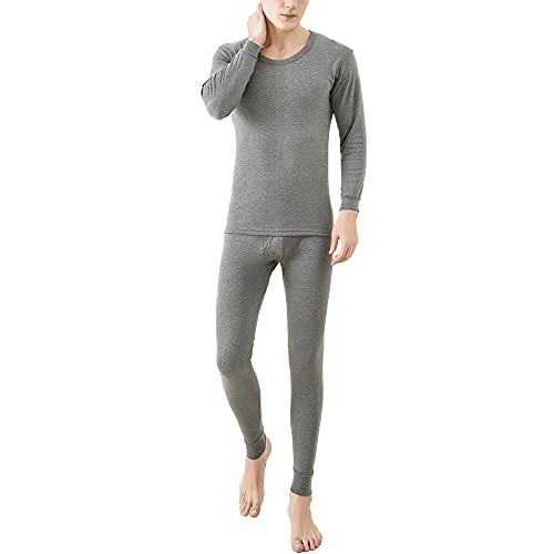 [Sillictor] あったかインナー 上下セット 防寒 純綿 ヒートテック 長袖シャツ 前開き ロングタイツ 保温インナー 秋冬春 8012YL ダークグレー L